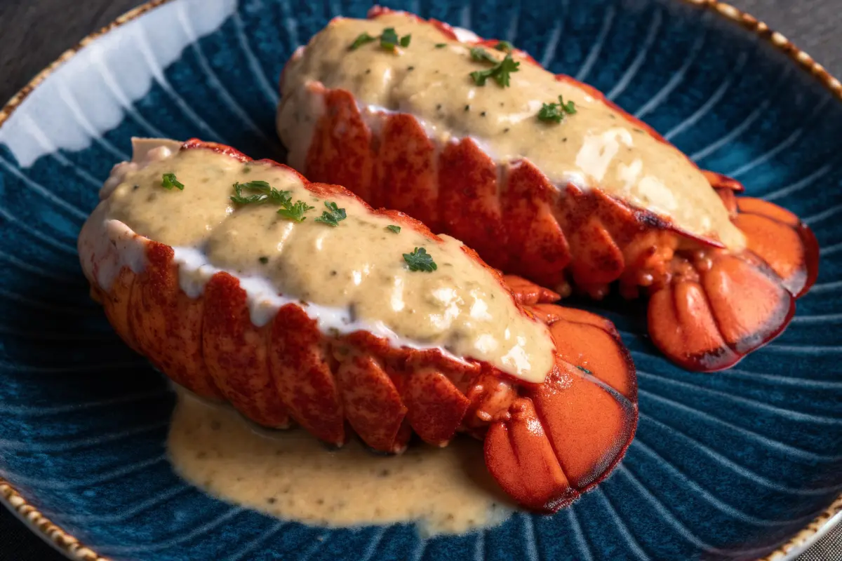 Butter-Seared Lobster Tails with Creamy Garlic Sauce