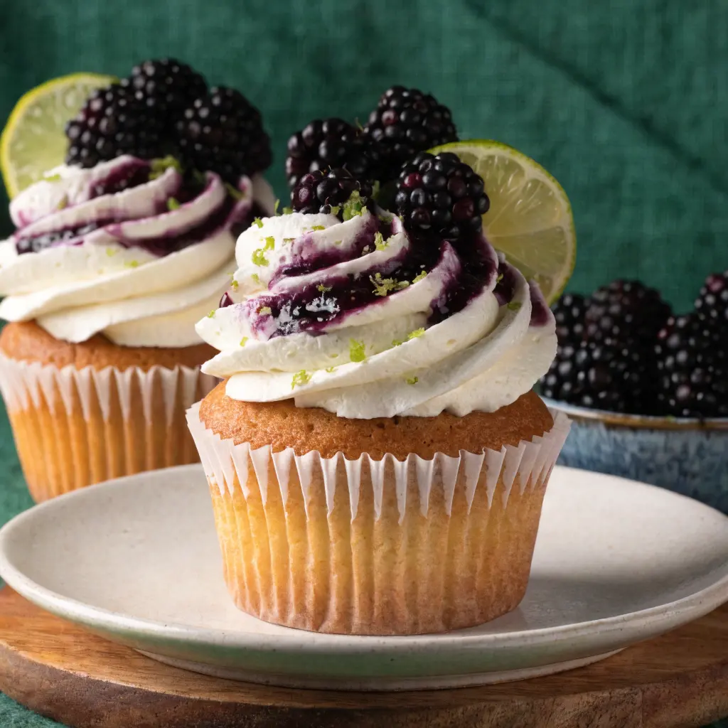 Blackberry Lime Cheesecake Cupcakes
