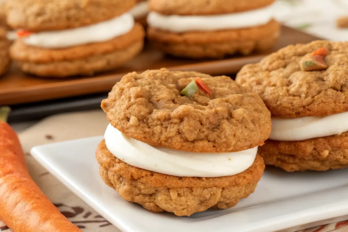 Soft carrot cake cookies with cream cheese frosting