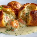 Cheesy lobster stuffed bread bombs with garlic butter and melted cheese