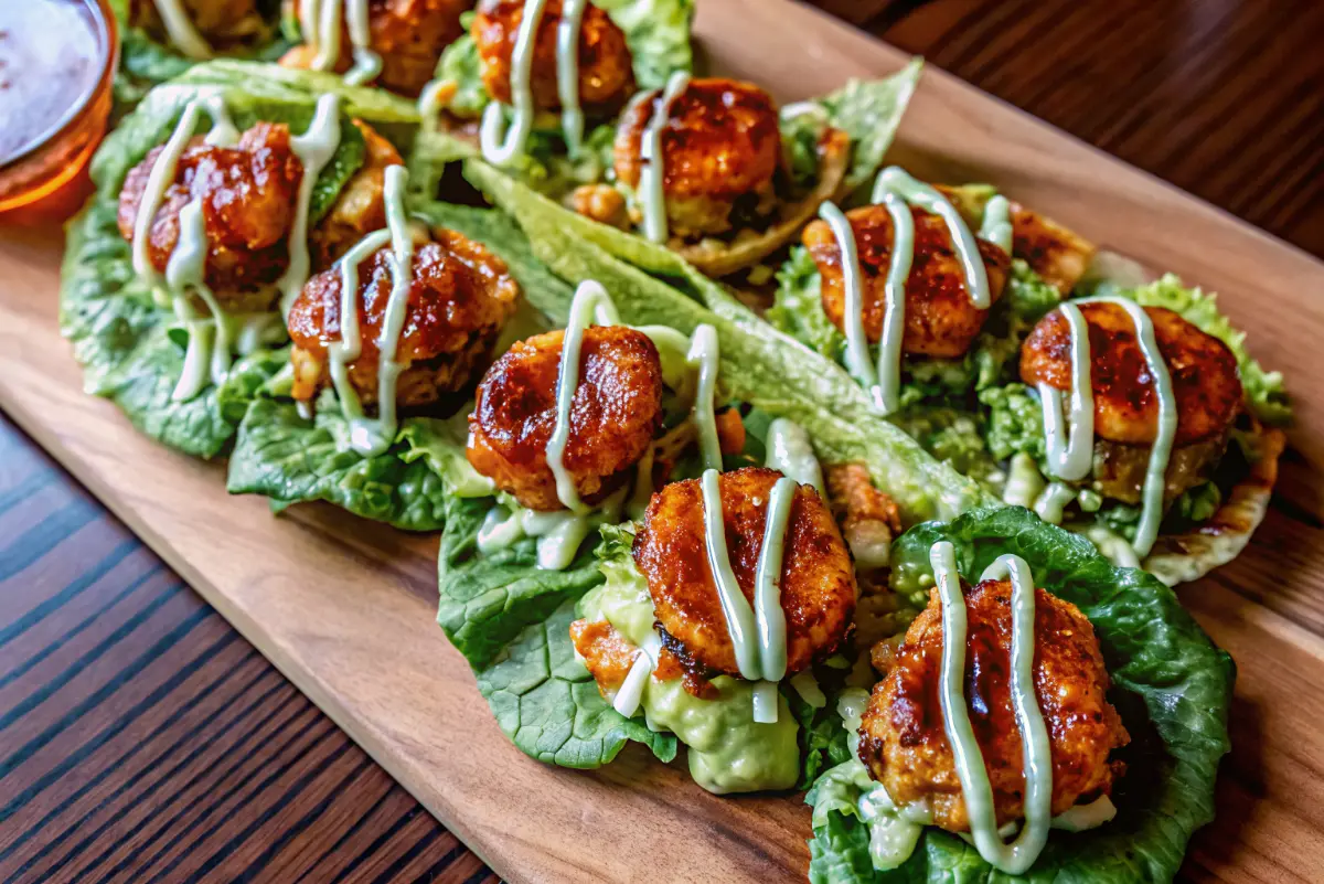 low carb shrimp lettuce wraps recipe served with fresh toppings