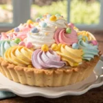 No-Bake Easter Pastel Swirl Cream Pie with colorful marbled filling