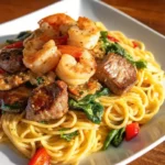 Steak & Garlic Shrimp Pasta Delight
