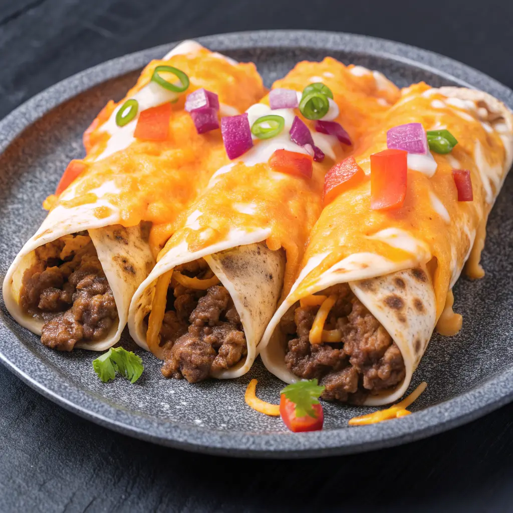Cheesy Beef Stuffed Tortilla Wraps