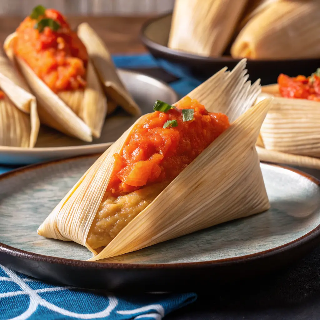 vegan jackfruit tamales recipe wrapped in corn husks