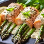 Asparagus And Lemon Basil Ricotta Stuffed Salmon Rolls