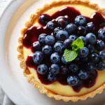 Lemon blueberry tart recipe with creamy filling and fresh blueberry topping