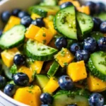 mango cucumber salad in a bowl