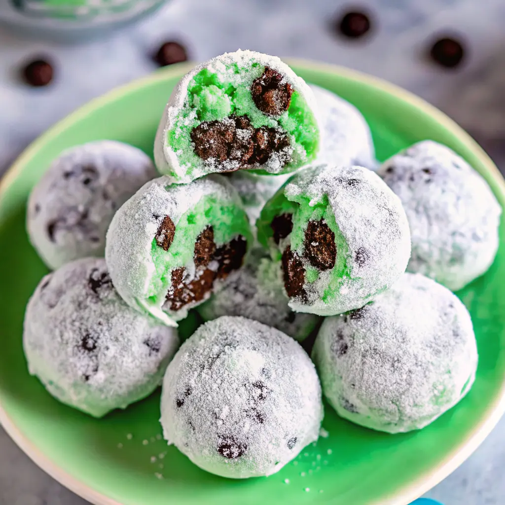 Minty Chocolate Snowball Bites
