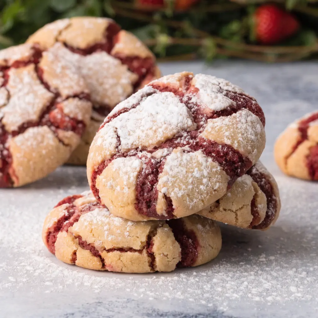 Strawberry Crinkle Cookies