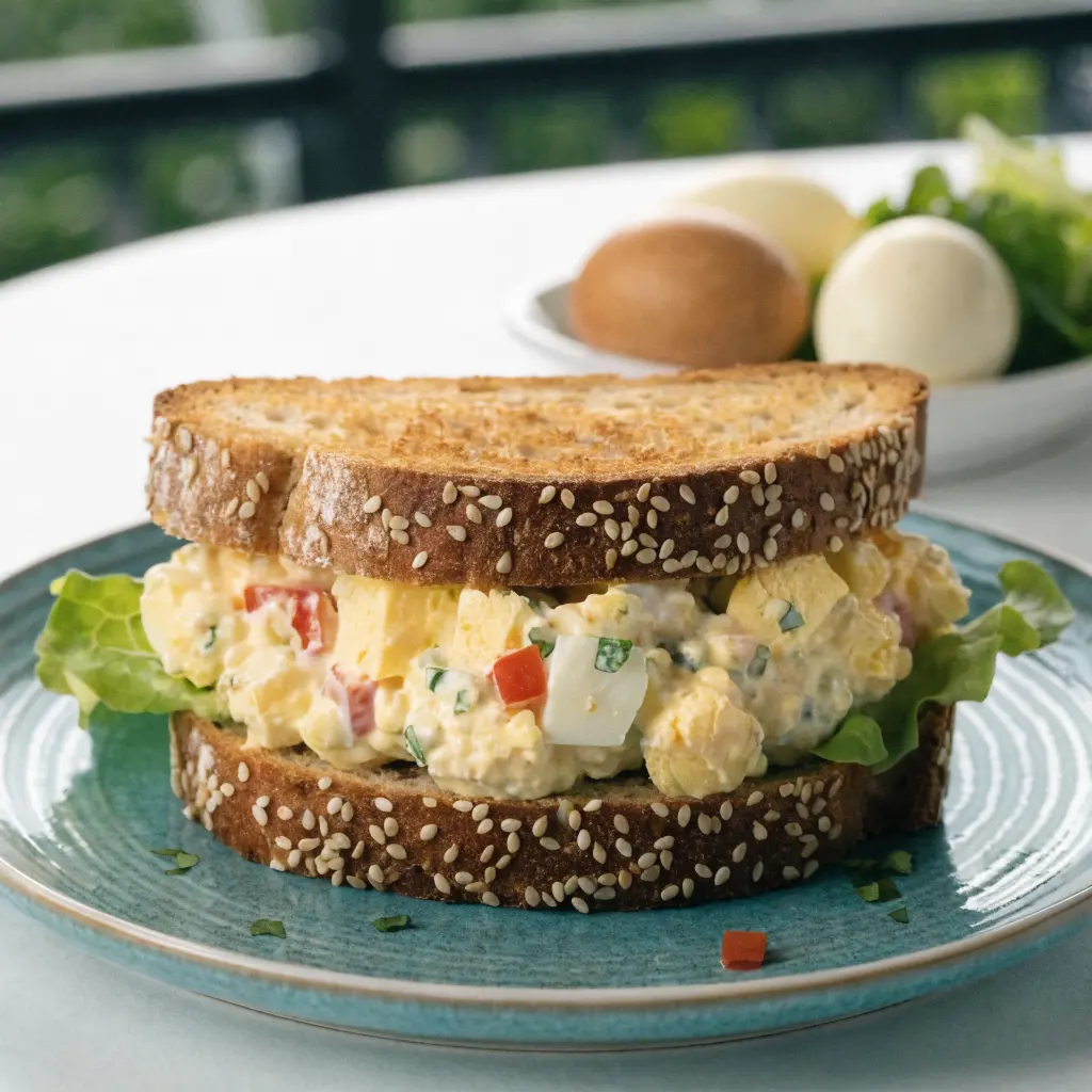 Delicious egg salad sandwich on fresh bread