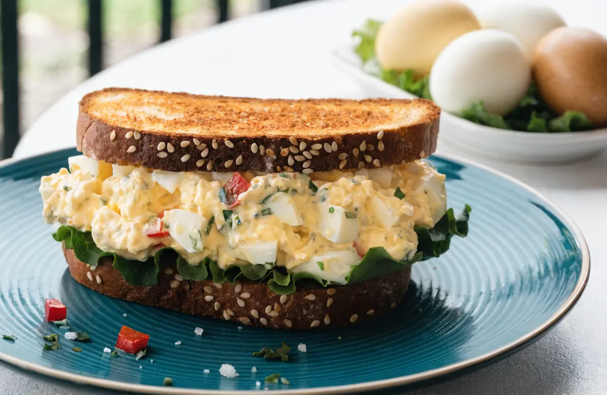 Delicious egg salad sandwich on fresh bread