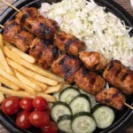 Grilled Chicken and Fries Platter with Creamy Coleslaw