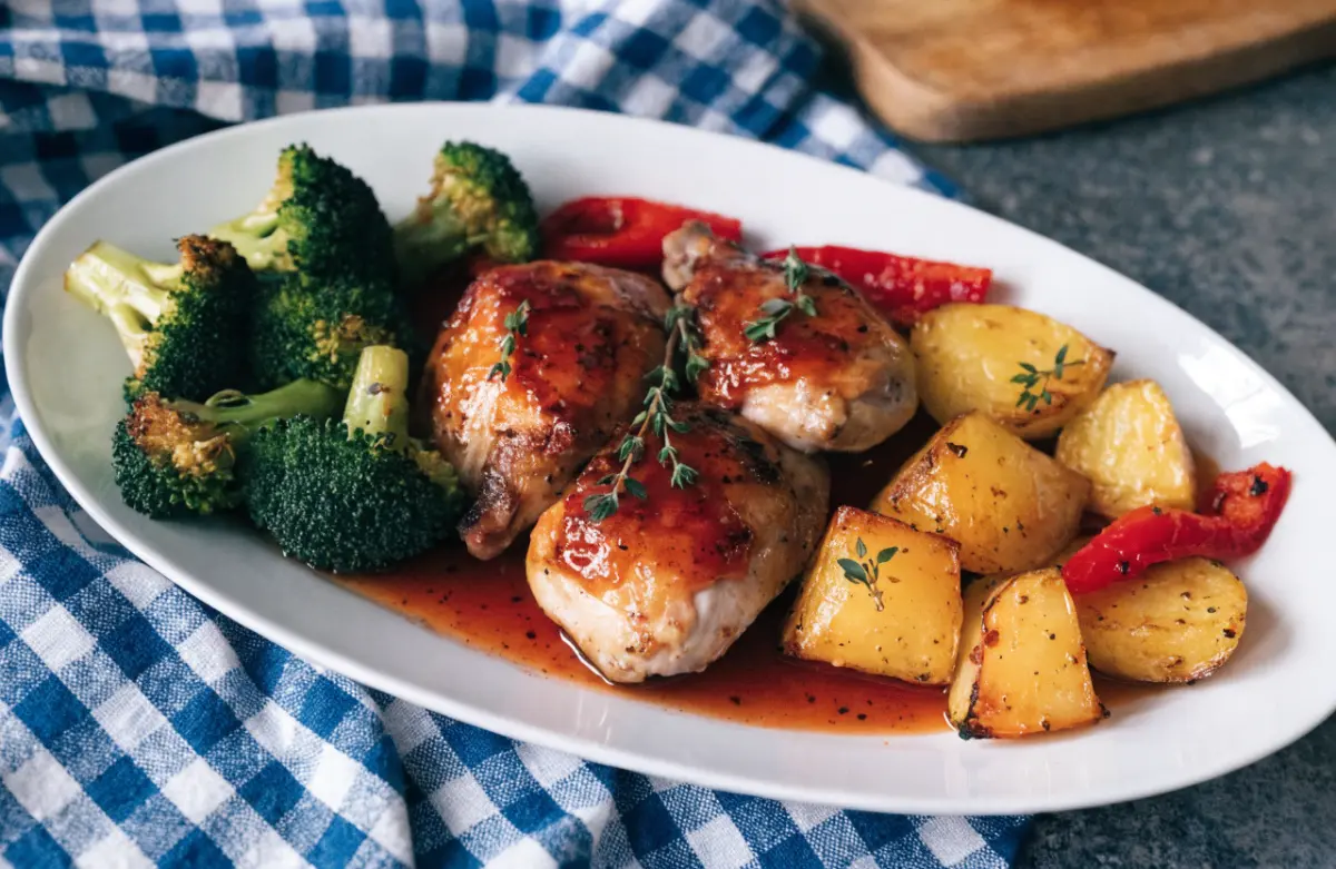 Honey Garlic Chicken Sheet Pan Meal with Roasted Veggies