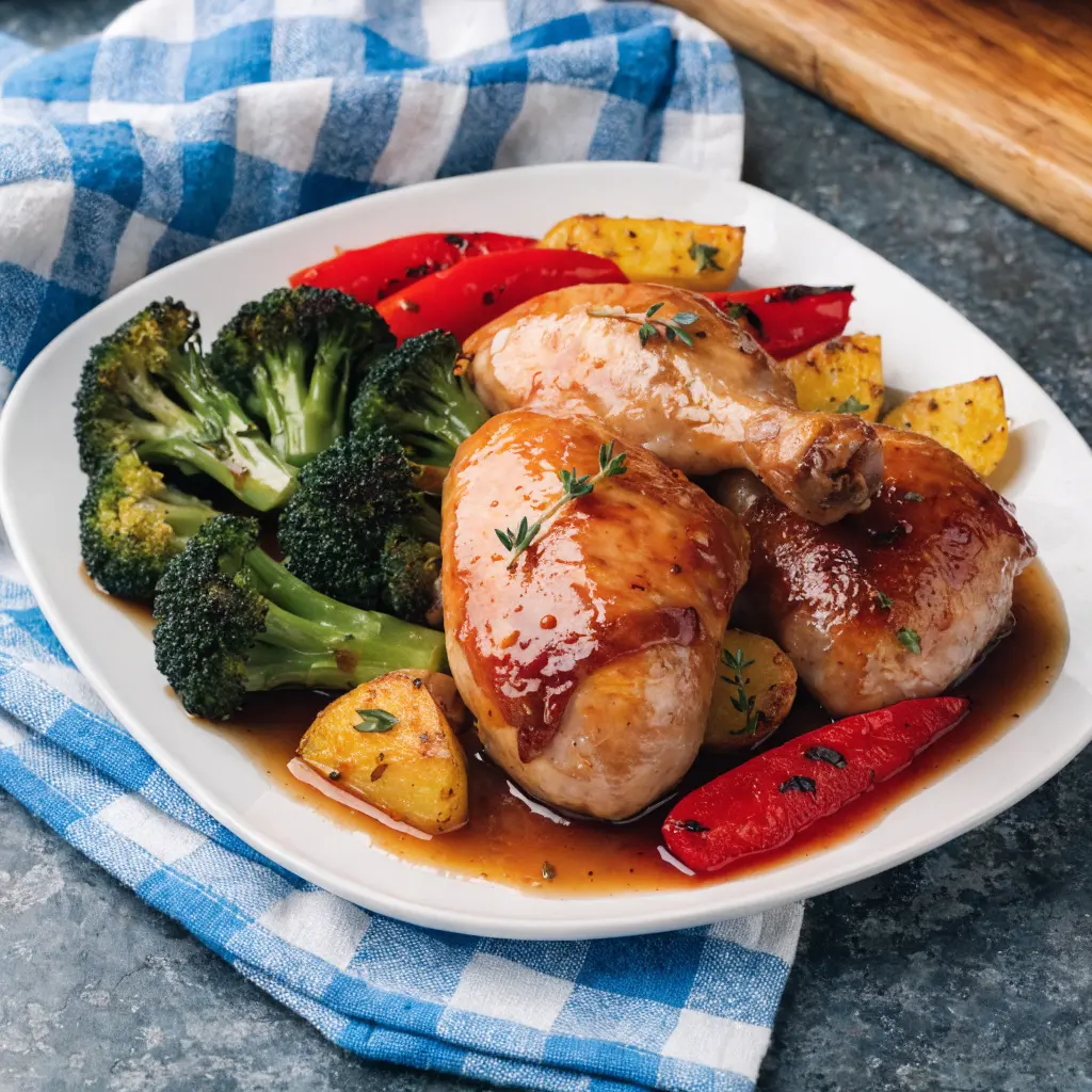 Honey Garlic Chicken Sheet Pan Meal with Roasted Veggies