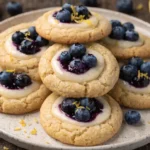 Lemon Blueberry Cheesecake Cookies with creamy filling