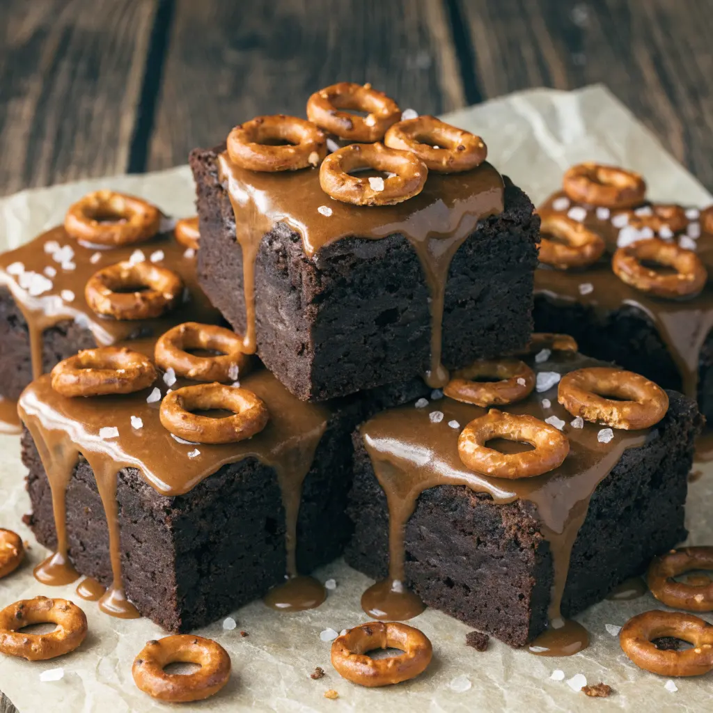 Salted Caramel Pretzel Brownies