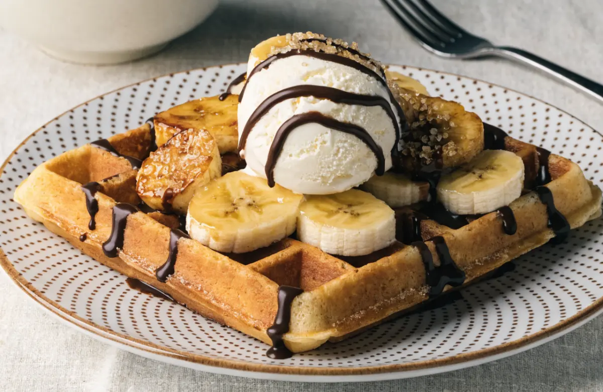 Waffles with hot chocolate sauce recipe