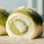 Baked matcha custard and white chocolate rolls