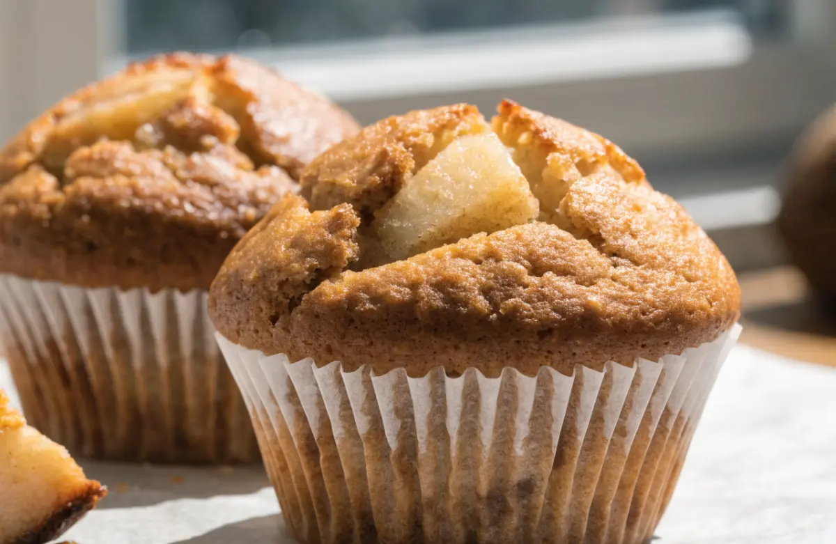 Freshly baked apple muffins recipe with cinnamon streusel topping