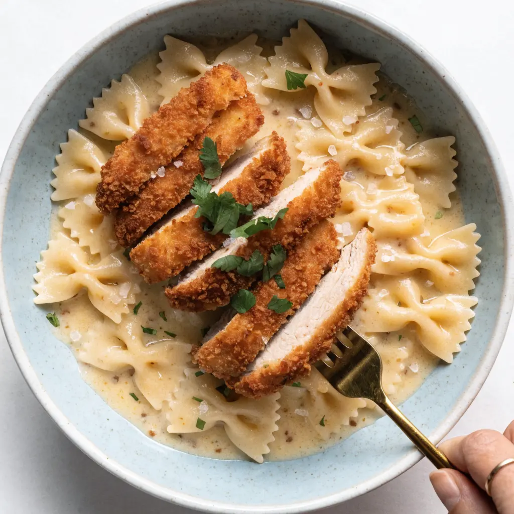 Crispy Parmesan Chicken with Creamy Lemon Pasta