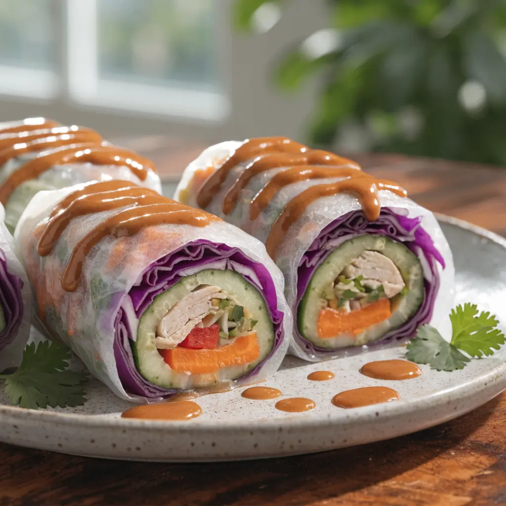 Detox Rainbow Roll-Ups with Peanut Sauce