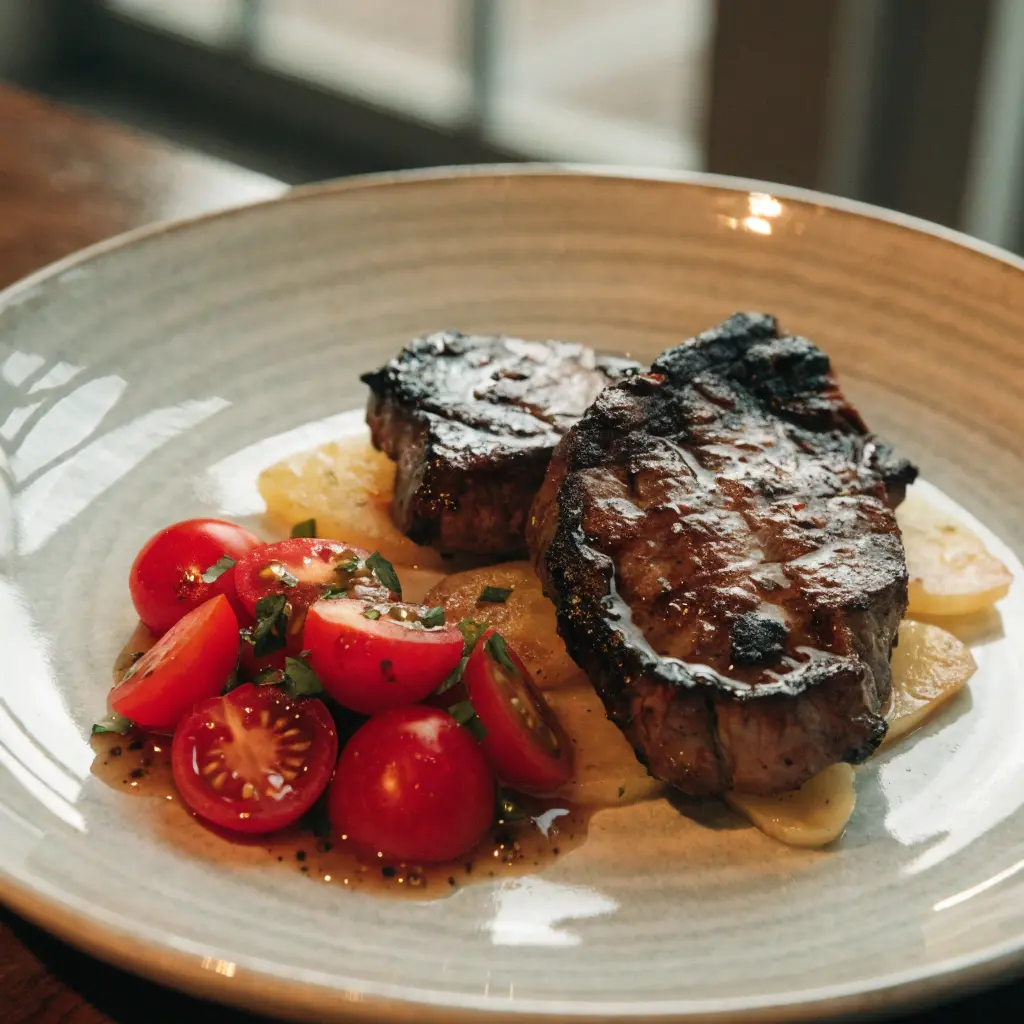 Honey Soy Steak with Cherry Tomato Salad