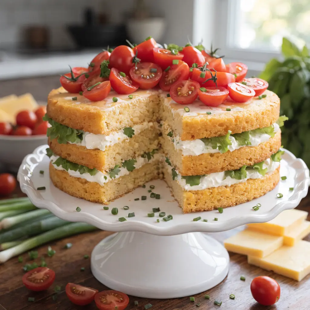 Layered Cornbread Cake recipe
