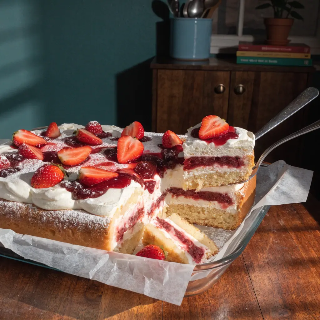 Strawberry Jam Shortcake Sheet Cake