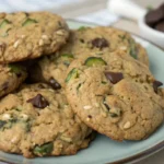 Bakery-Style Chocolate Chip Zucchini Oatmeal Cookies on a cooling rack