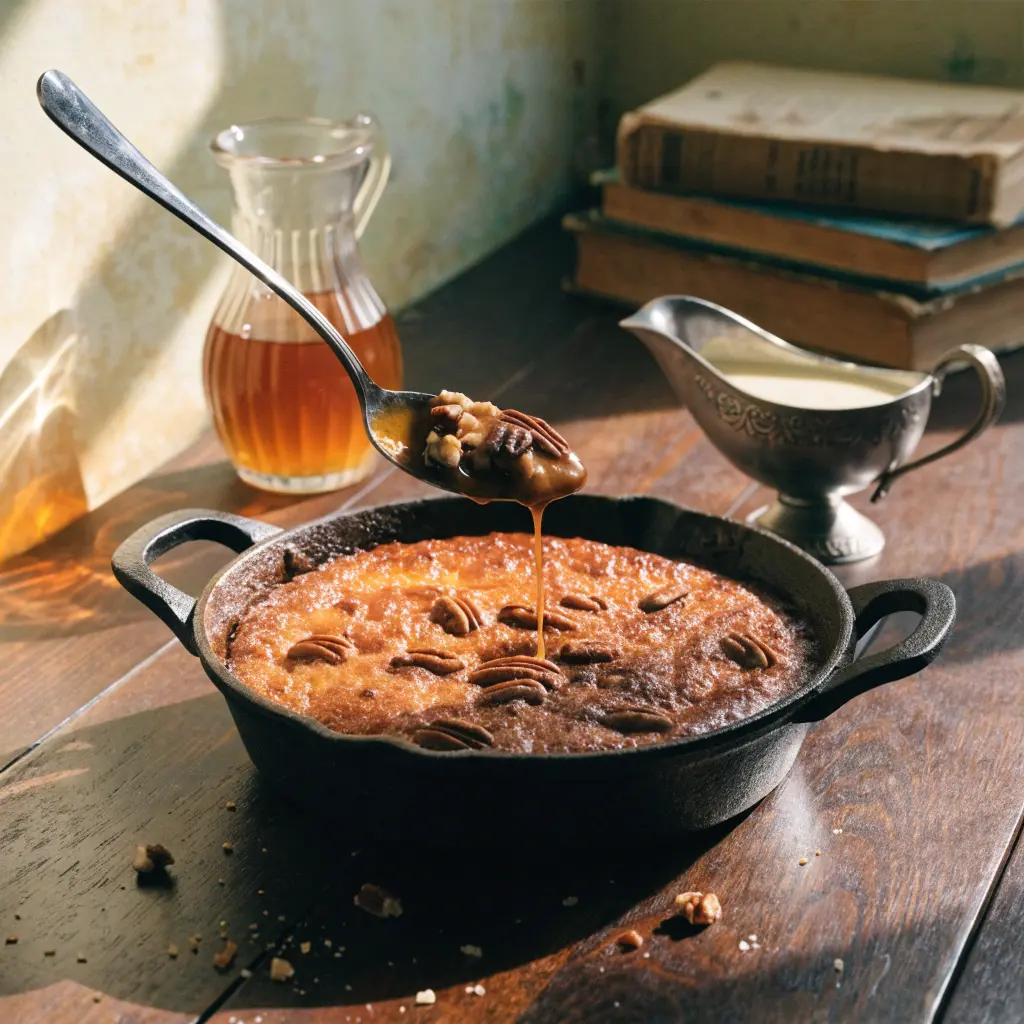 Buttered Pecan Skillet Pudding recipe