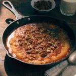 Buttered Pecan Skillet Pudding Recipe with toasted pecans