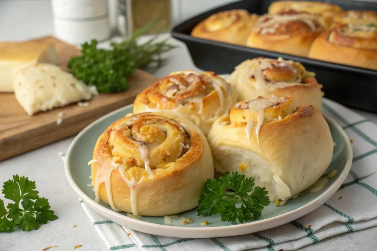 Cheese garlic rolls recipe with melted cheese and garlic butter