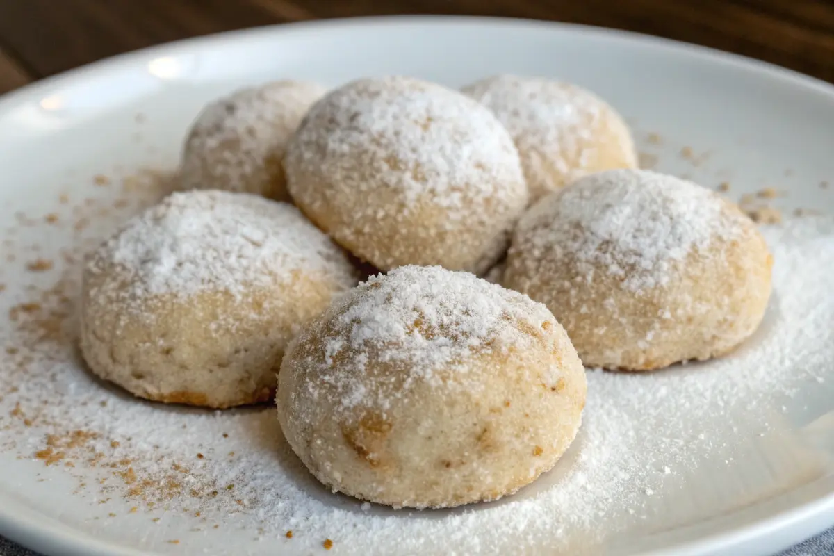 Cinnamon Sugar Snowball Cookies with powdered sugar