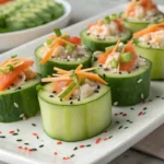 Cucumber sushi rolls recipe with salmon and avocado