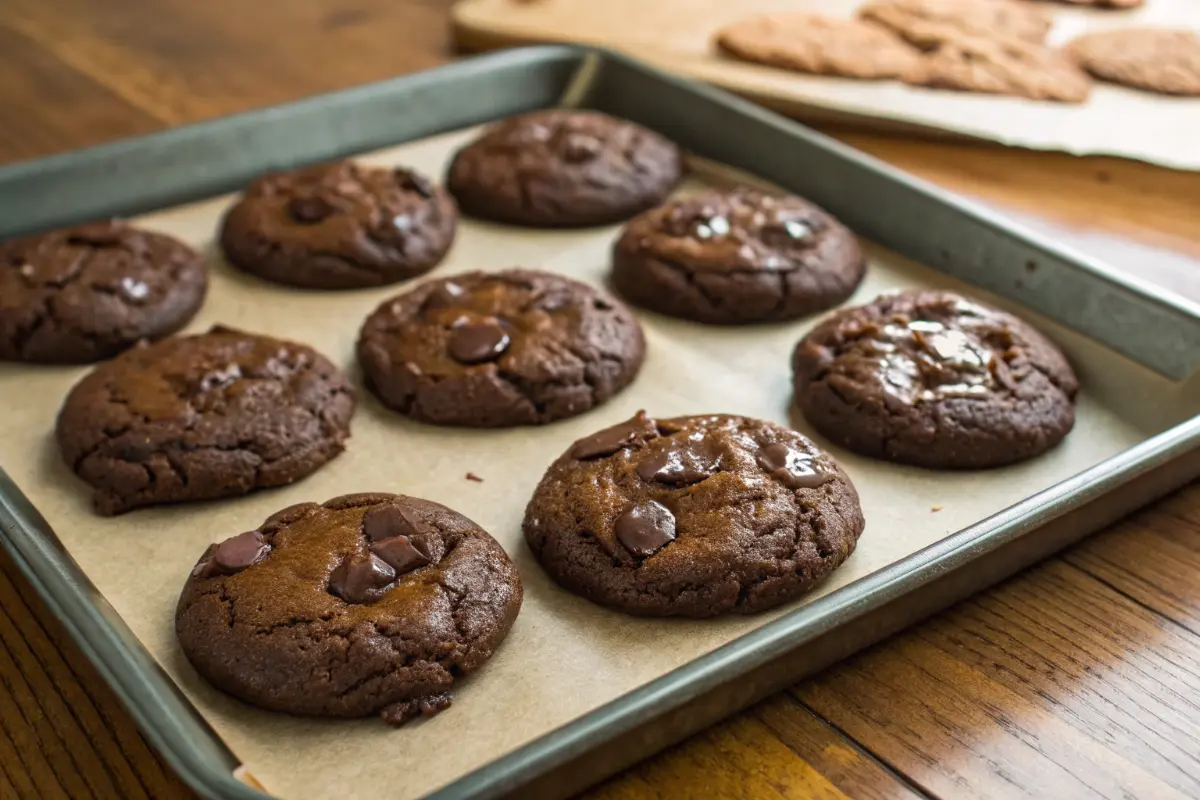Fudgy brownie mix cookies with chocolate chips