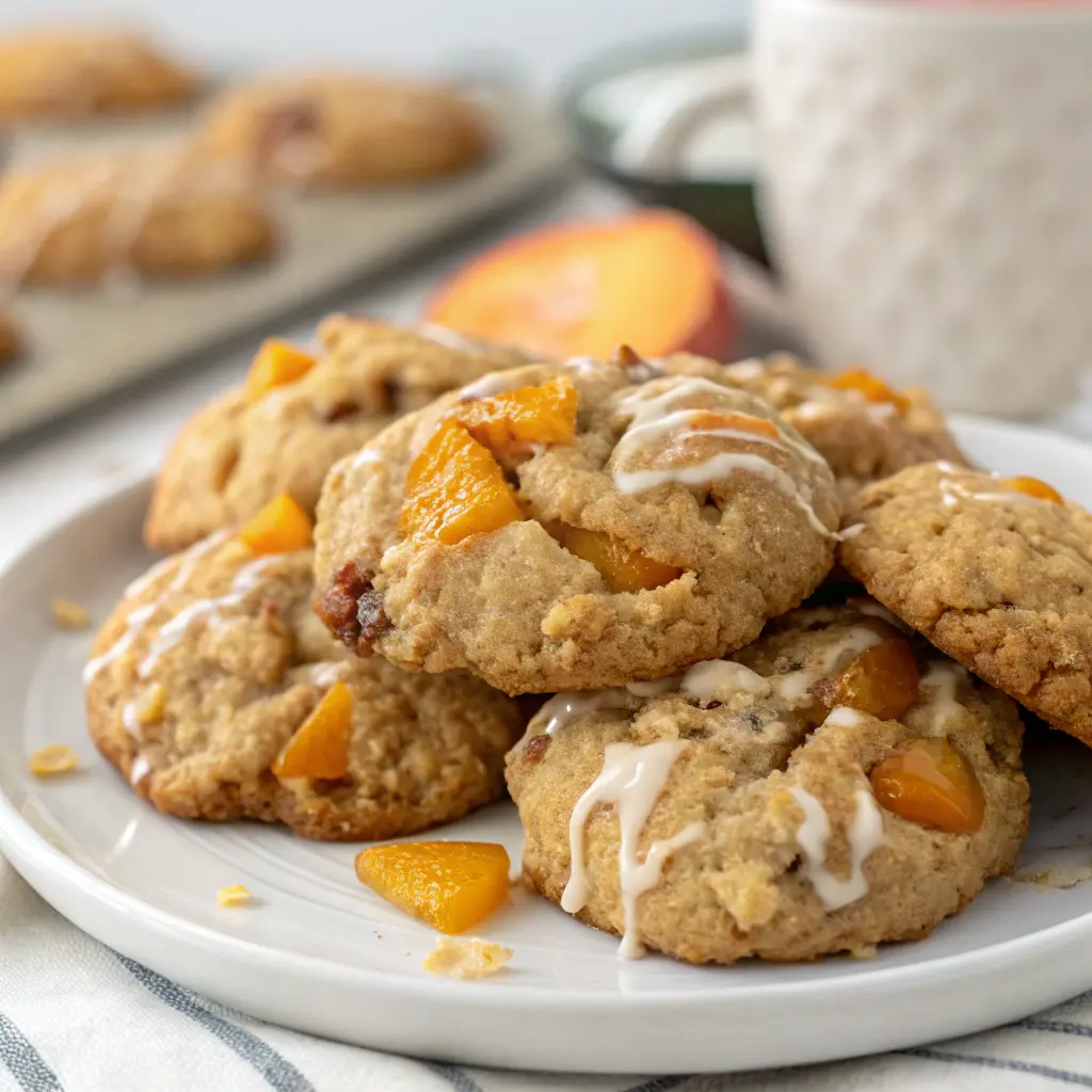 Iced Brown Butter Peach Oatmeal Cookies