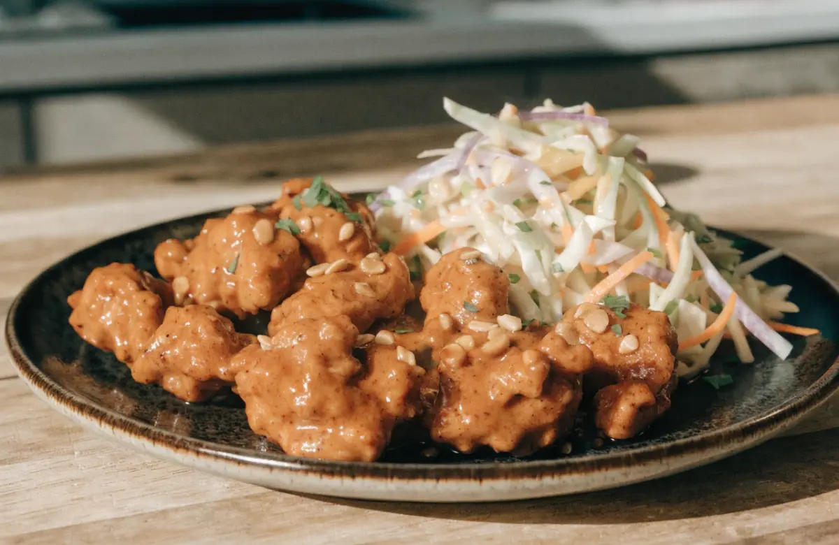 Peanut Chicken with Ginger Slaw