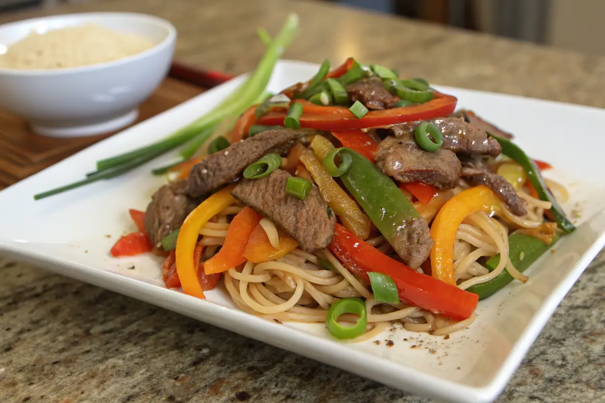 Quick Beef Stir-Fry Recipe served with colorful vegetables and savory sauce