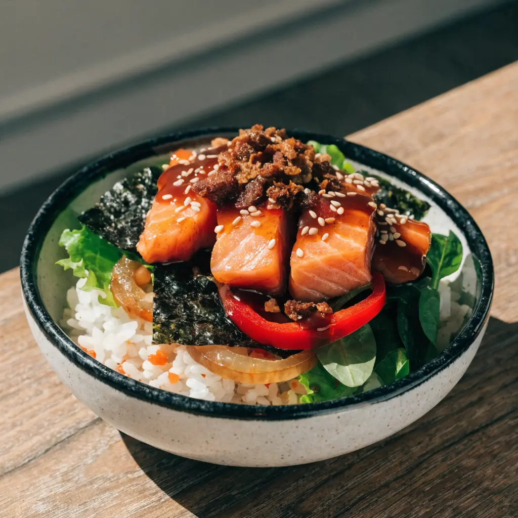 Spicy Chipotle Honey Salmon Rice Salad