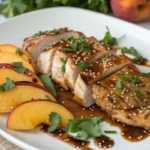 Teriyaki Chicken with Ginger Peaches and Sesame Drench