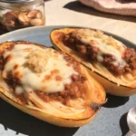 Roasted Garlic Spaghetti Squash Lasagna Boats
