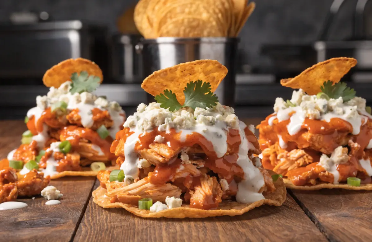 Buffalo Chicken Tostada Stacks