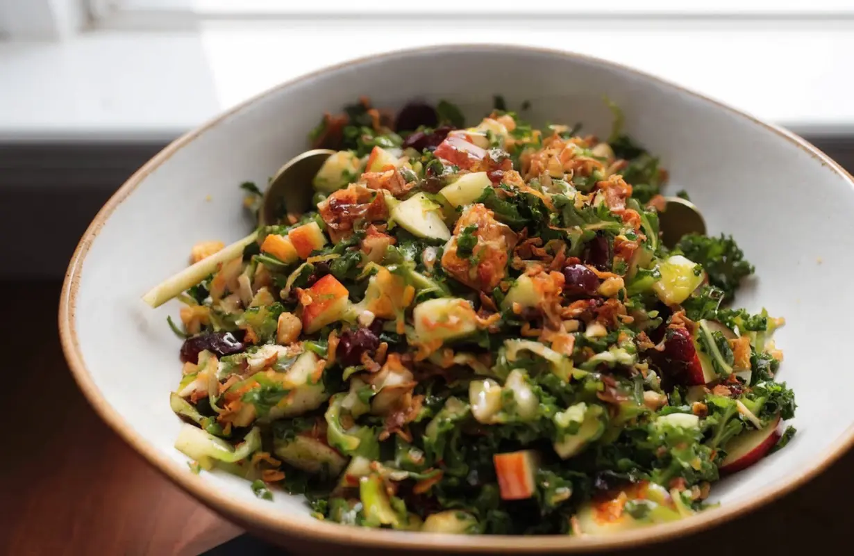 Kale Apple Salad with Crispy Shallots
