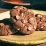 Amazing chocolate hazelnut crunch cookies with toasted hazelnuts