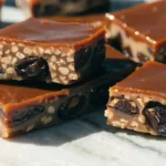 Date-Caramel Candy Bars Recipe with rich chocolate coating and chewy filling
