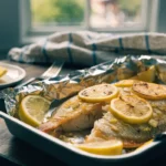 Garlicky Lemon Baked Tilapia Recipe Baked tilapia with lemon garlic butter and fresh parsley