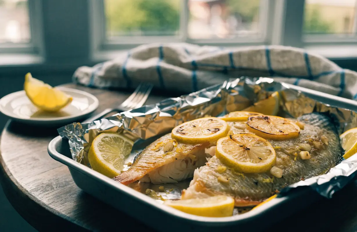 Garlicky Lemon Baked Tilapia Recipe Baked tilapia with lemon garlic butter and fresh parsley
