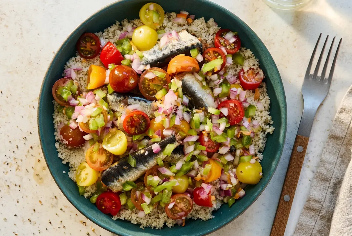 Grain Bowl With Sardines and Sauce Moyo