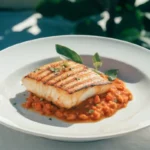 Grilled Cod With Romesco Sauce Recipe and fresh lemon